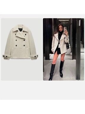 ZARA ZW COLLECTION MANTECO ITALIAN BOUCLÉ WOOL COAT size XS